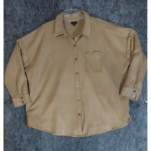 J Jill Shirt Jacket Shacket Womens 4X Beige Wearever Collection Size‎ 3/4 Sleeve